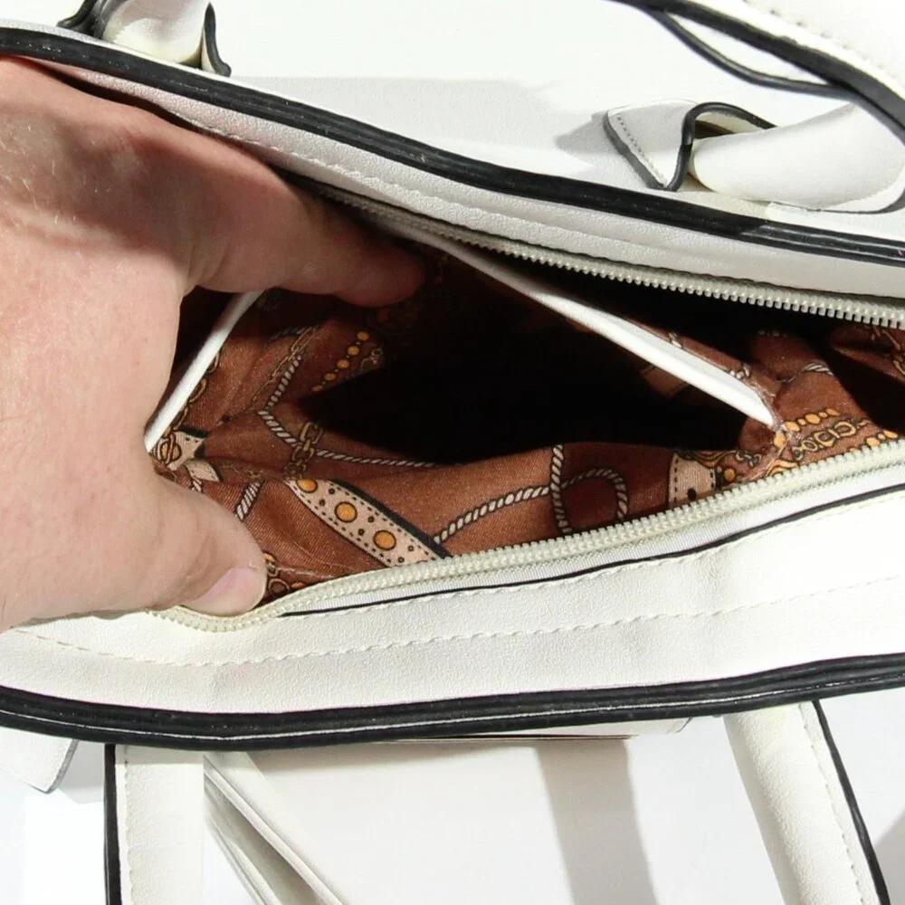 Like New White Purse with Brown Lining - Picture 7 of 10